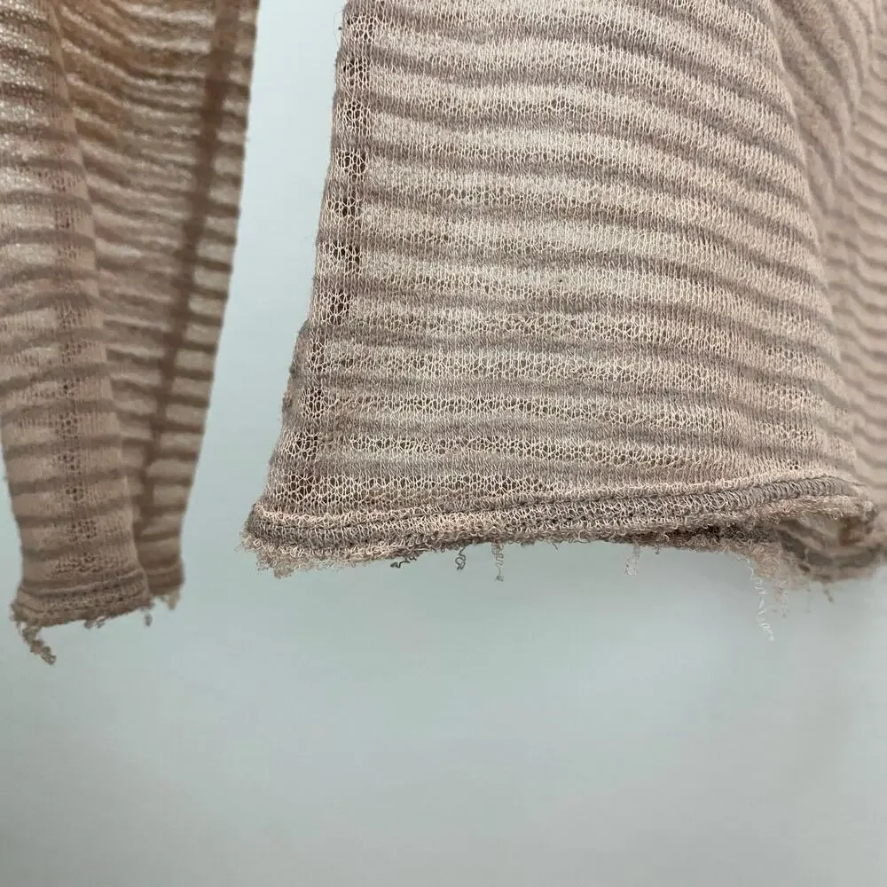 Free People Striped Burnout Top - Sand - Size Large